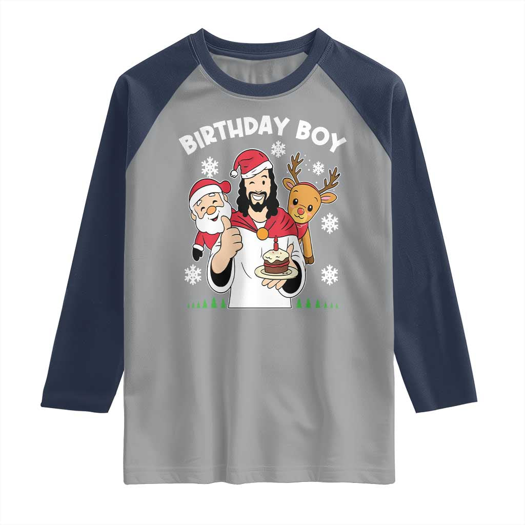 Birthday Boy Jesus Christmas Raglan Shirt Christian Xmas - Wonder Print Shop
