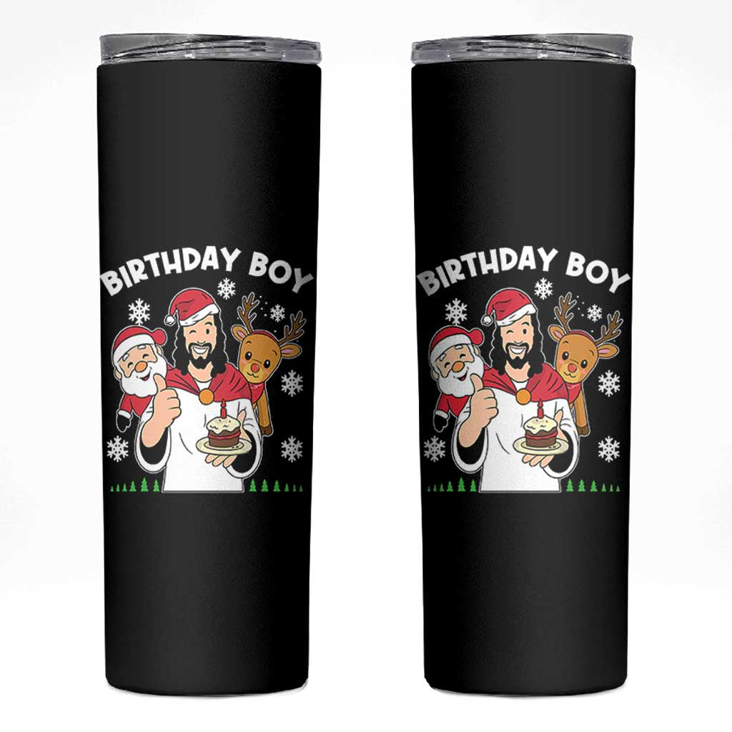 Birthday Boy Jesus Christmas Skinny Tumbler Christian Xmas - Wonder Print Shop