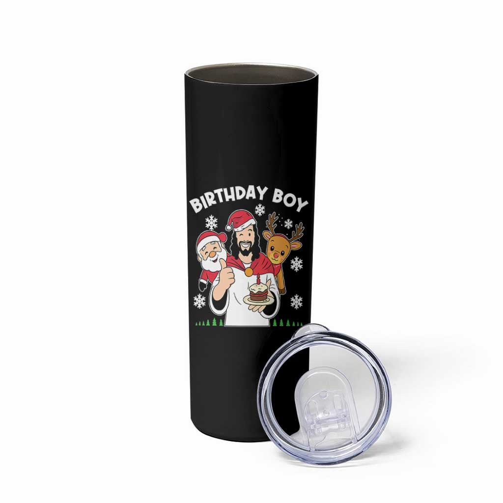 Birthday Boy Jesus Christmas Skinny Tumbler Christian Xmas - Wonder Print Shop