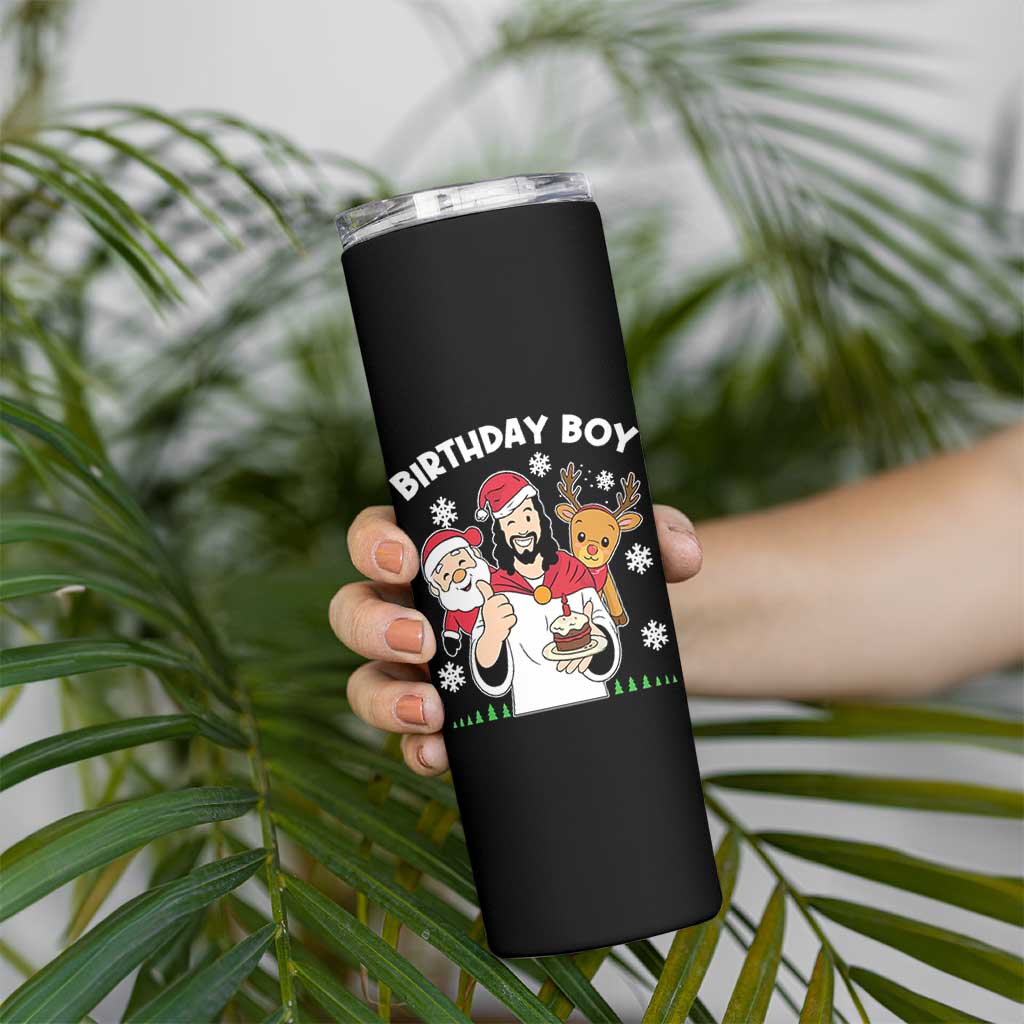 Birthday Boy Jesus Christmas Skinny Tumbler Christian Xmas - Wonder Print Shop