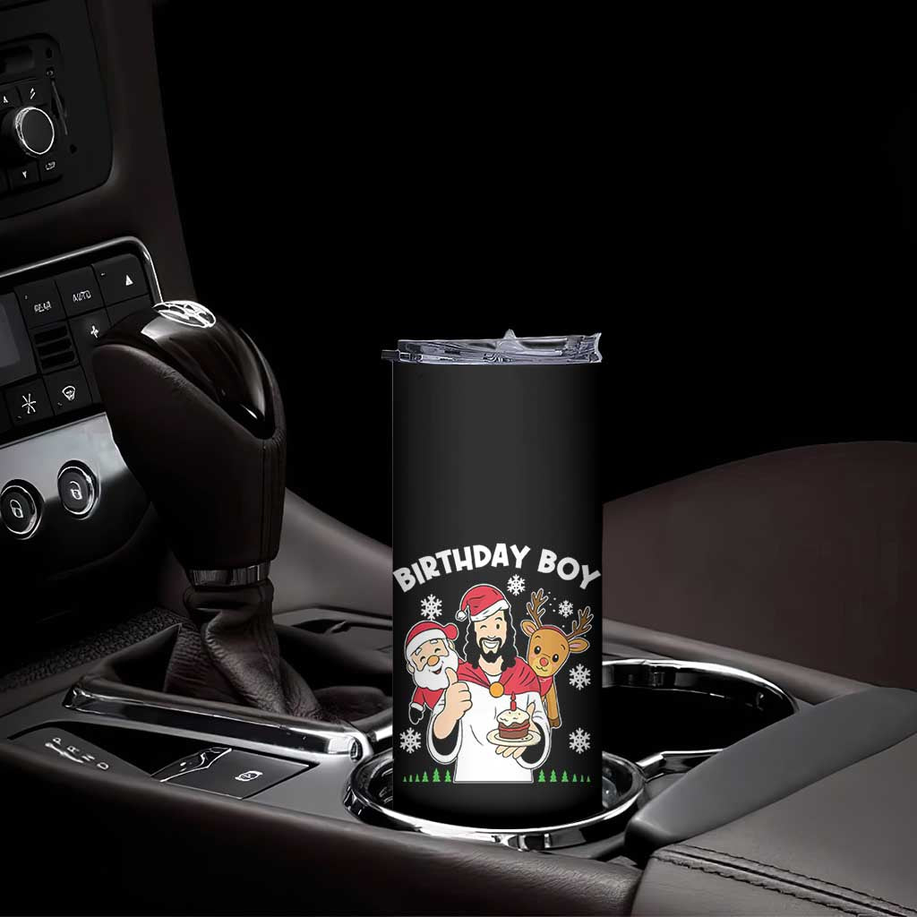 Birthday Boy Jesus Christmas Skinny Tumbler Christian Xmas - Wonder Print Shop