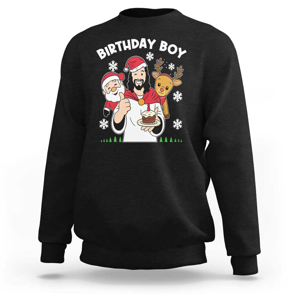 Birthday Boy Jesus Christmas Sweatshirt Christian Xmas - Wonder Print Shop