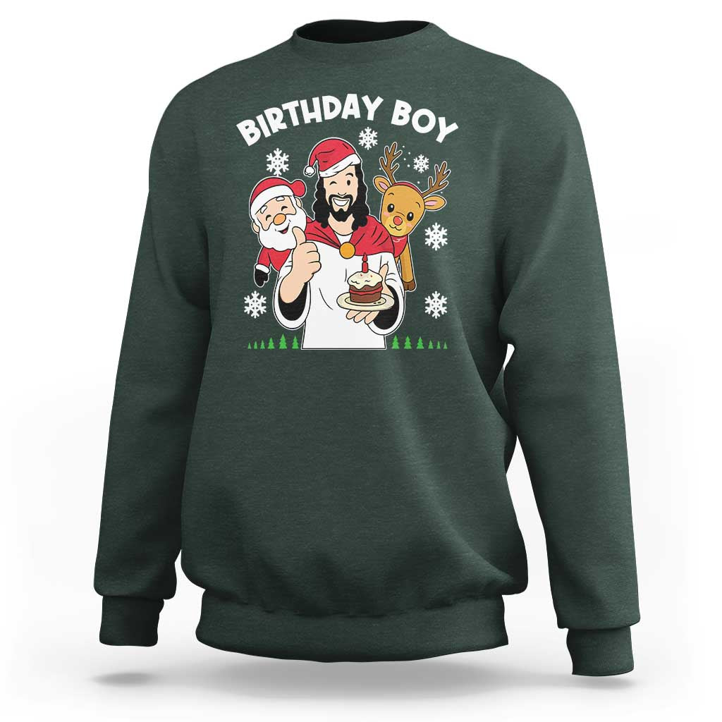 Birthday Boy Jesus Christmas Sweatshirt Christian Xmas - Wonder Print Shop