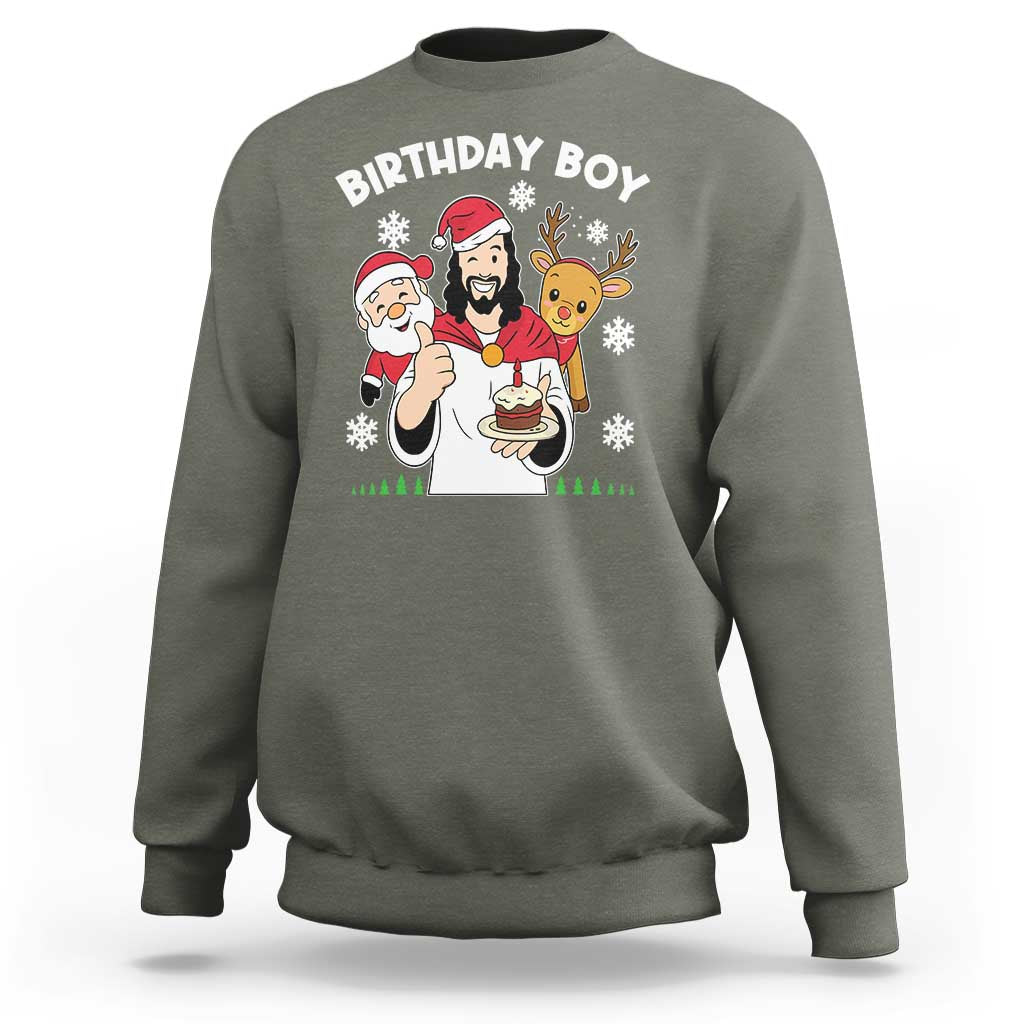 Birthday Boy Jesus Christmas Sweatshirt Christian Xmas - Wonder Print Shop