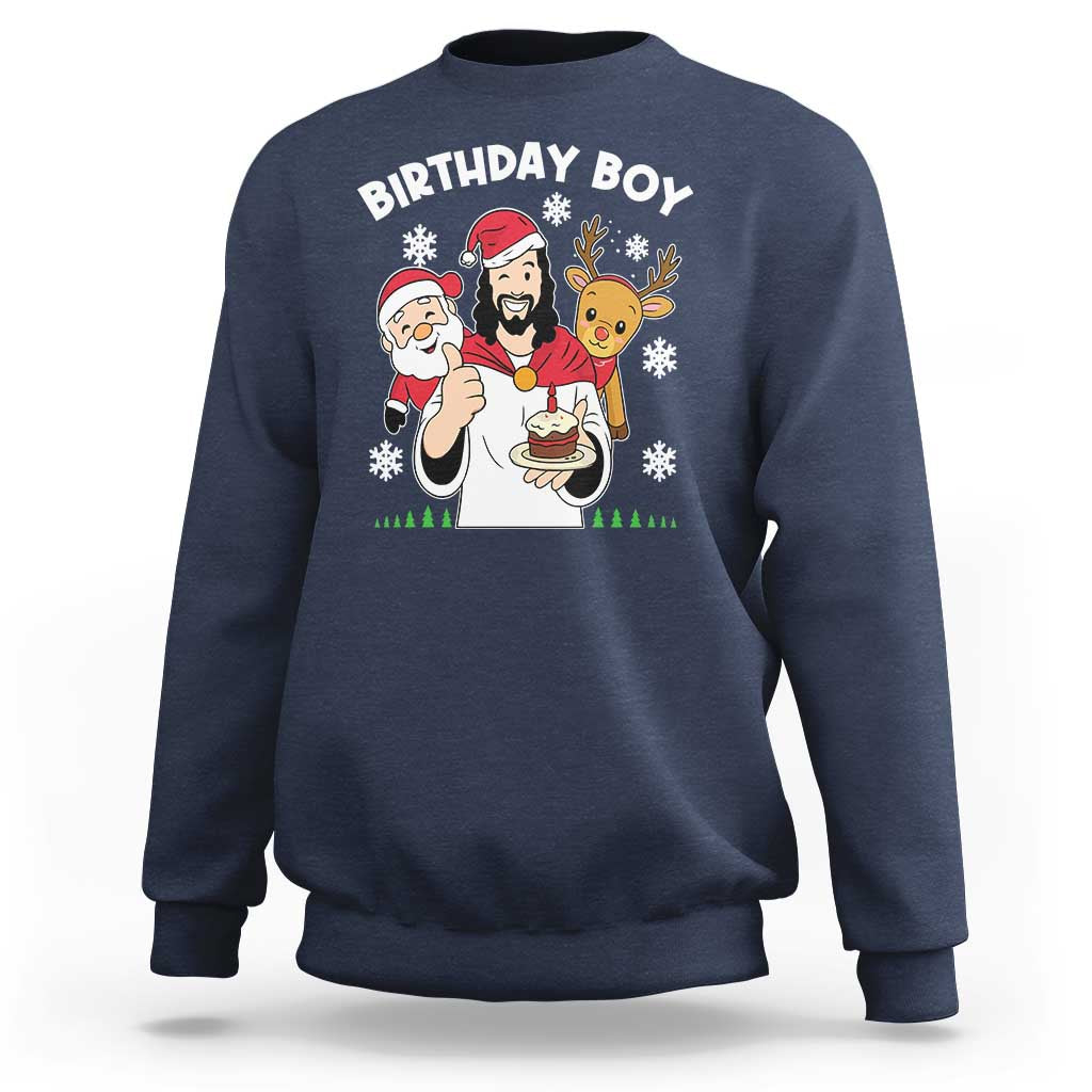 Birthday Boy Jesus Christmas Sweatshirt Christian Xmas - Wonder Print Shop
