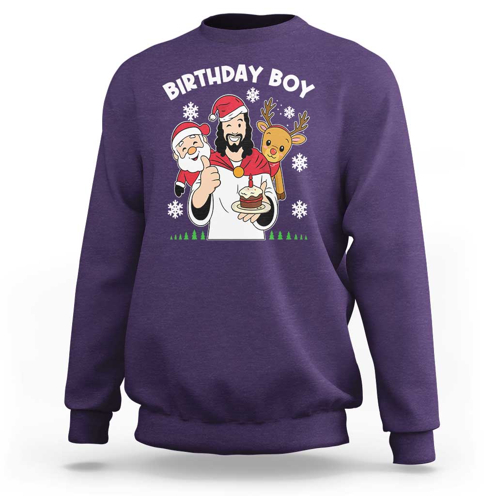 Birthday Boy Jesus Christmas Sweatshirt Christian Xmas - Wonder Print Shop