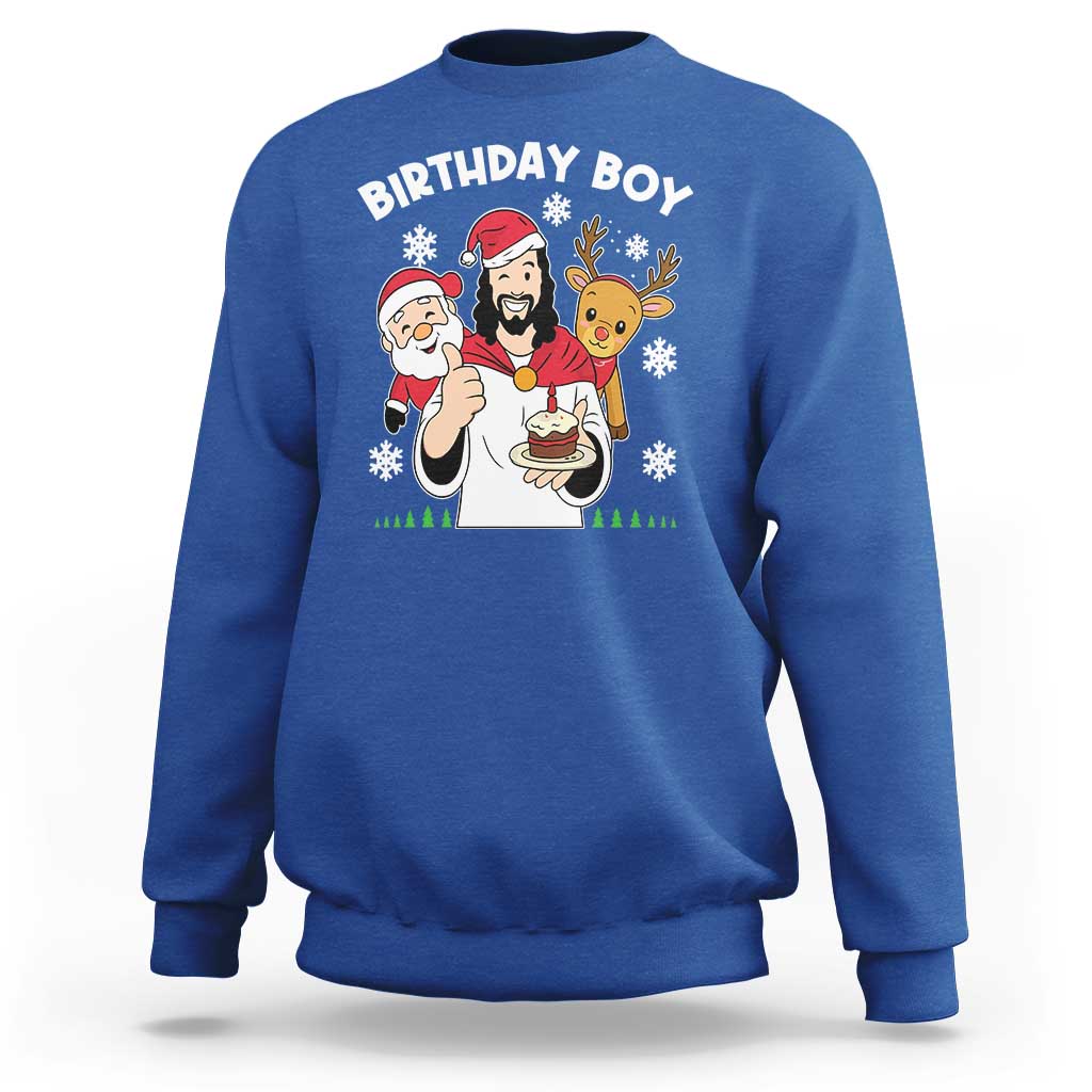 Birthday Boy Jesus Christmas Sweatshirt Christian Xmas - Wonder Print Shop