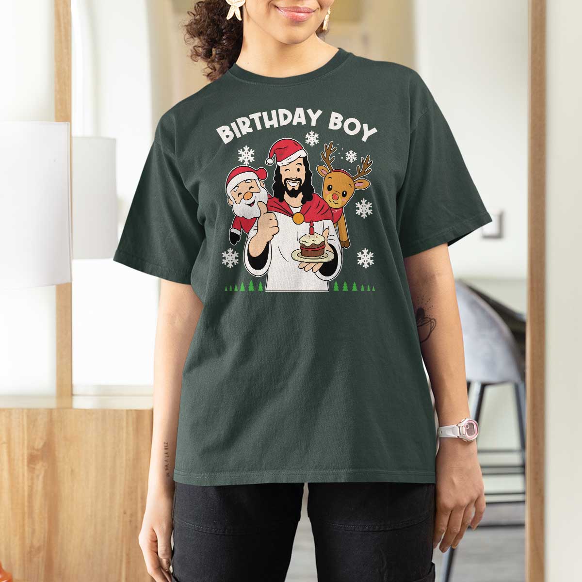 Birthday Boy Jesus Christmas T Shirt For Women Christian Xmas - Wonder Print Shop