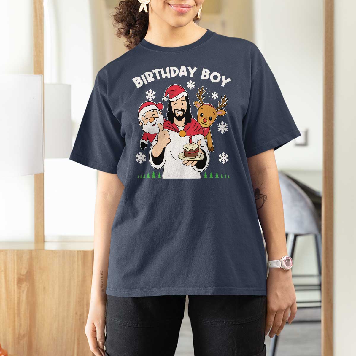 Birthday Boy Jesus Christmas T Shirt For Women Christian Xmas - Wonder Print Shop