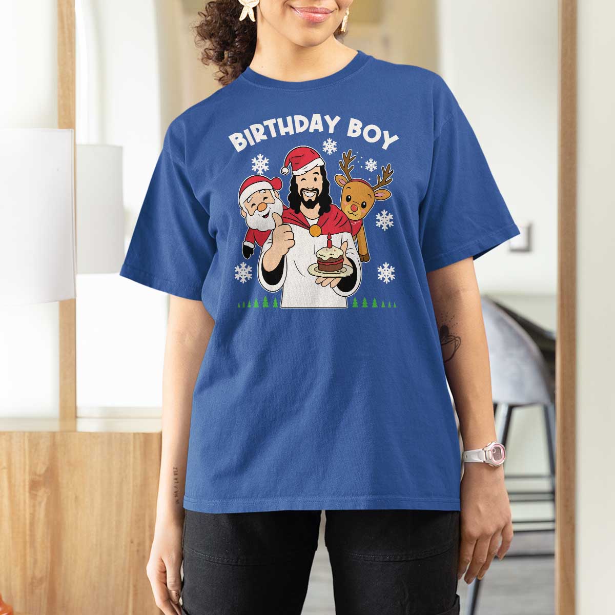 Birthday Boy Jesus Christmas T Shirt For Women Christian Xmas - Wonder Print Shop