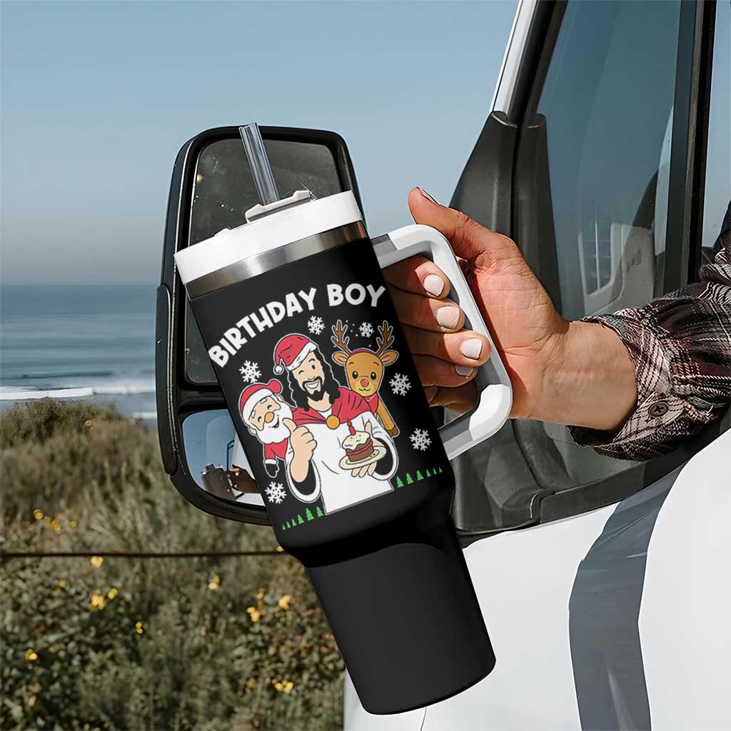 Birthday Boy Jesus Christmas Tumbler With Handle Christian Xmas - Wonder Print Shop