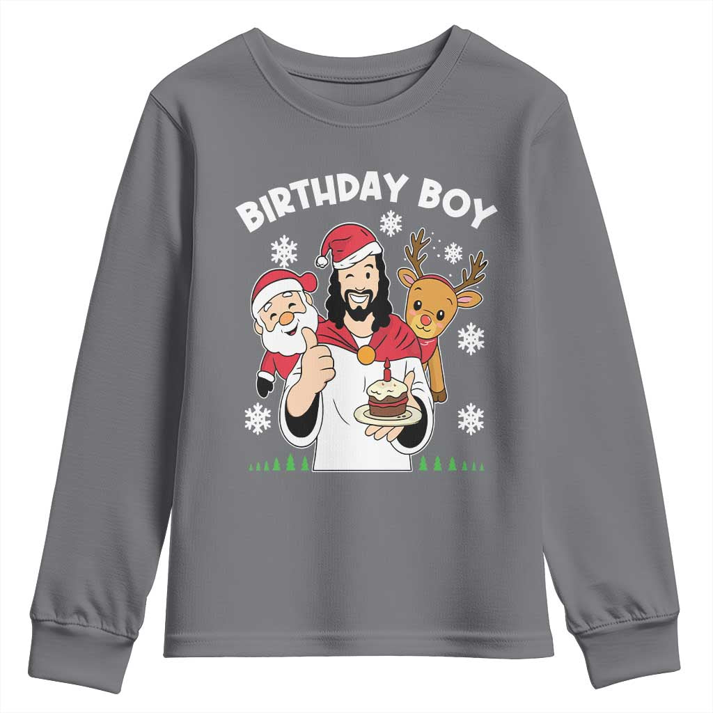 Birthday Boy Jesus Christmas Youth Sweatshirt Christian Xmas - Wonder Print Shop
