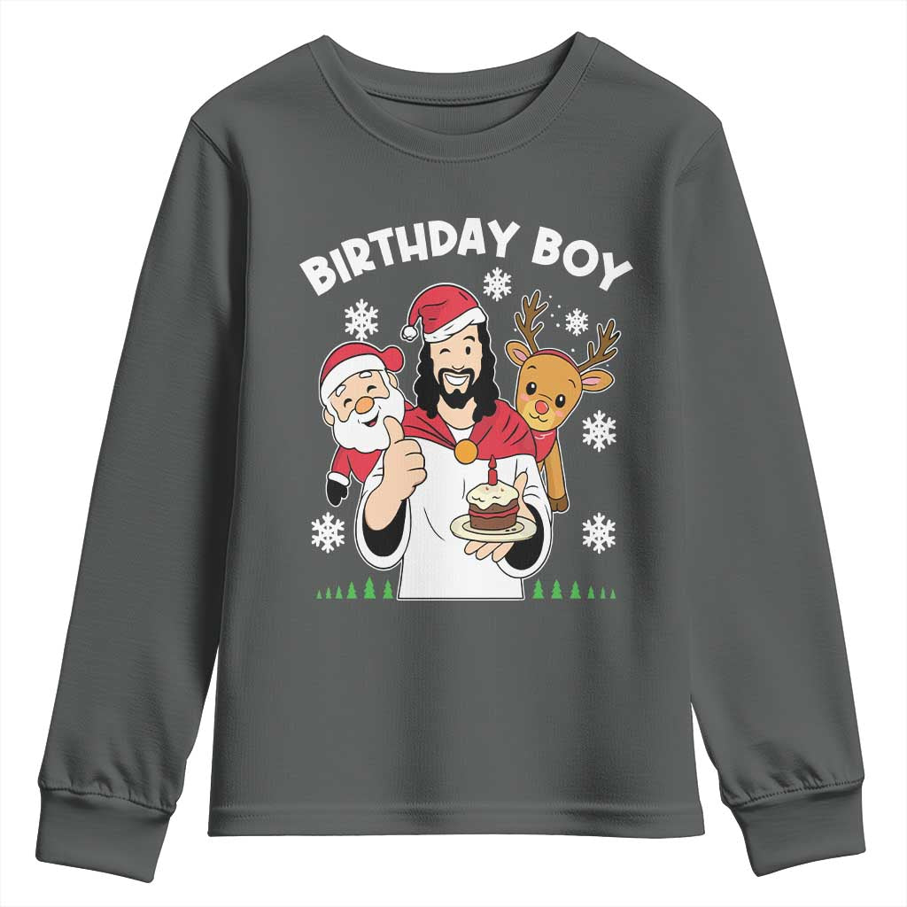 Birthday Boy Jesus Christmas Youth Sweatshirt Christian Xmas - Wonder Print Shop