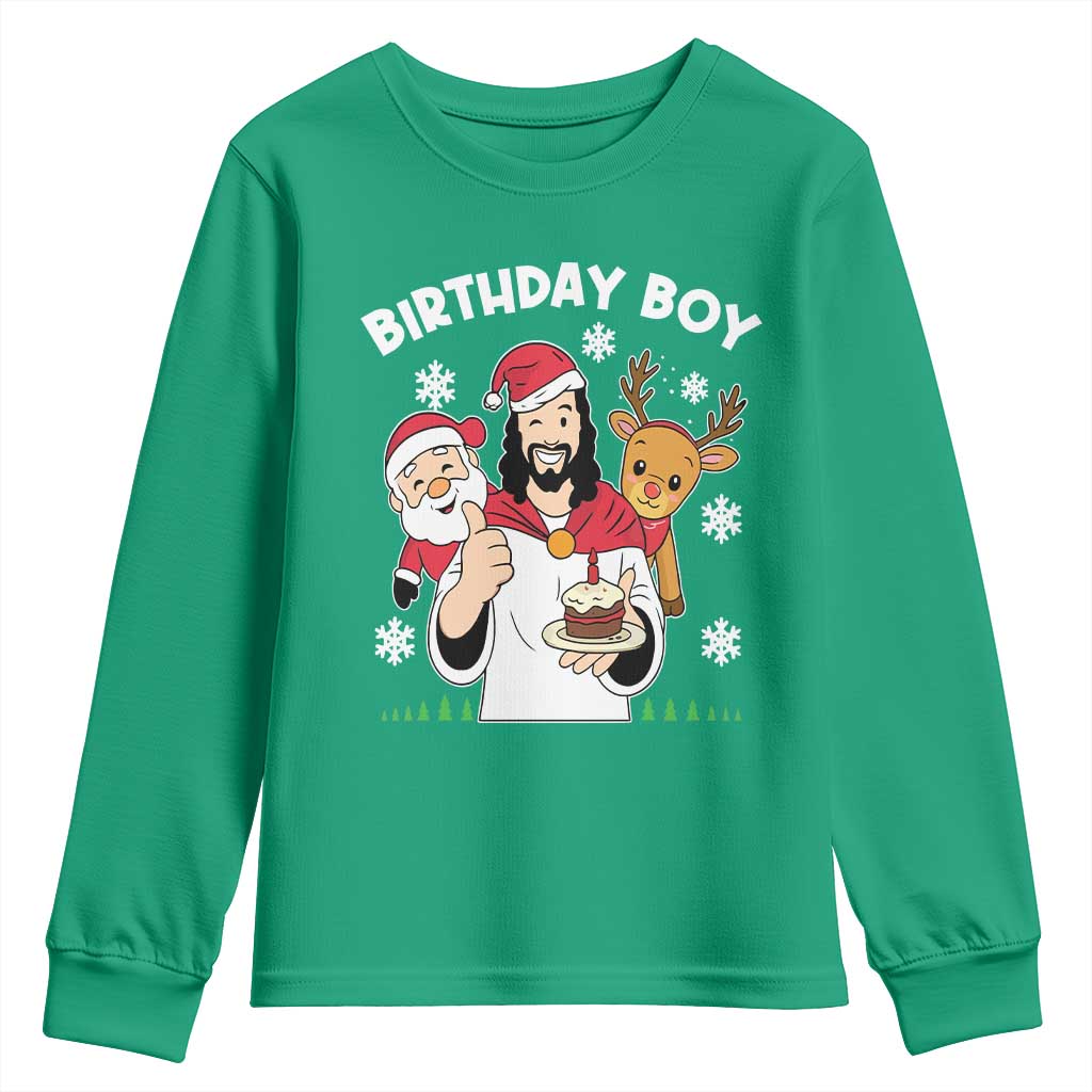 Birthday Boy Jesus Christmas Youth Sweatshirt Christian Xmas - Wonder Print Shop