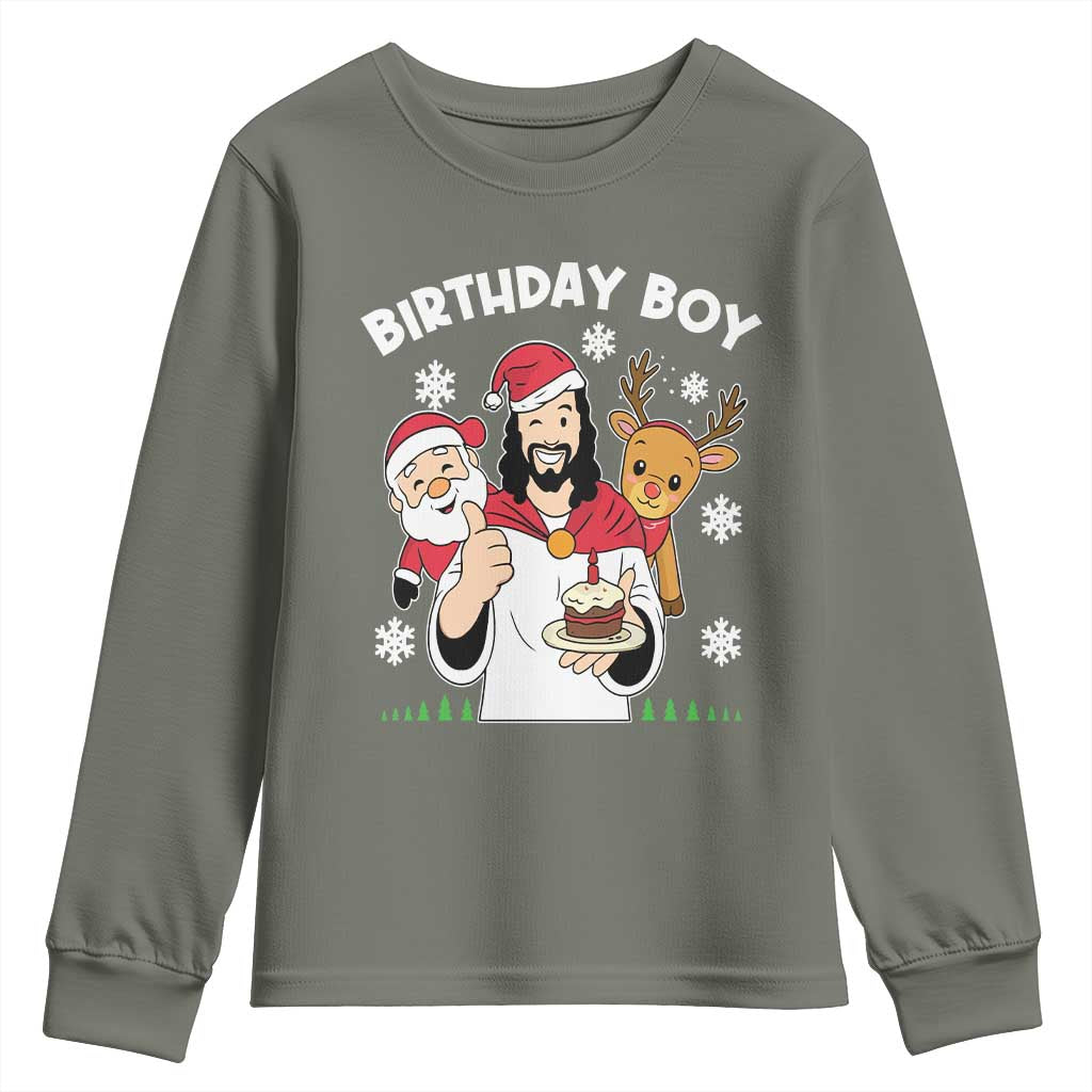 Birthday Boy Jesus Christmas Youth Sweatshirt Christian Xmas - Wonder Print Shop