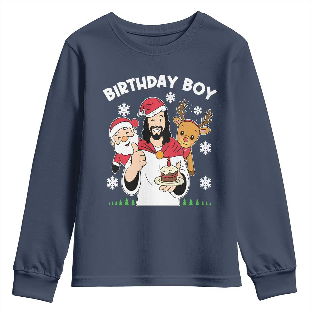 Birthday Boy Jesus Christmas Youth Sweatshirt Christian Xmas - Wonder Print Shop