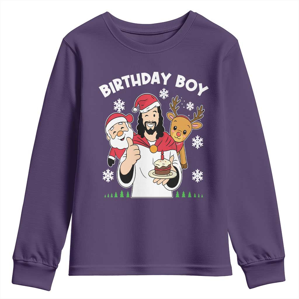Birthday Boy Jesus Christmas Youth Sweatshirt Christian Xmas - Wonder Print Shop