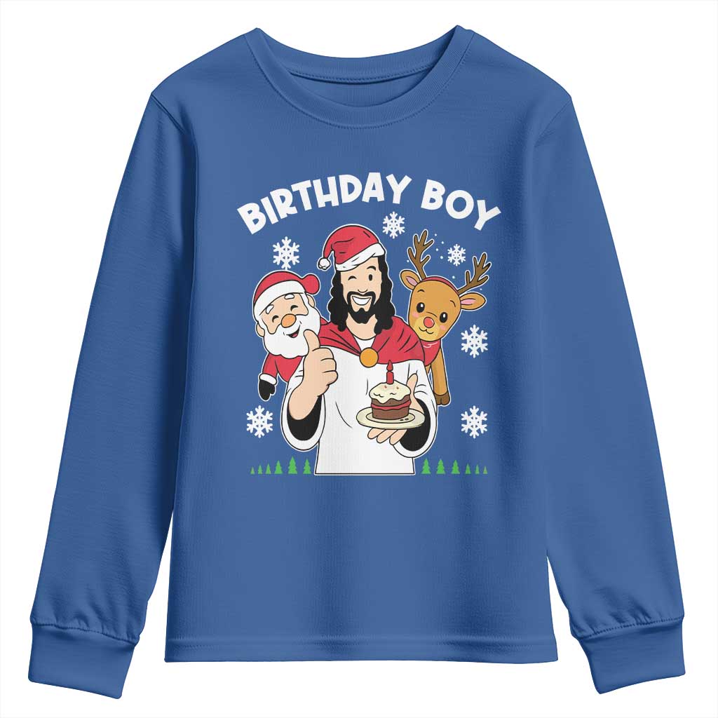Birthday Boy Jesus Christmas Youth Sweatshirt Christian Xmas - Wonder Print Shop