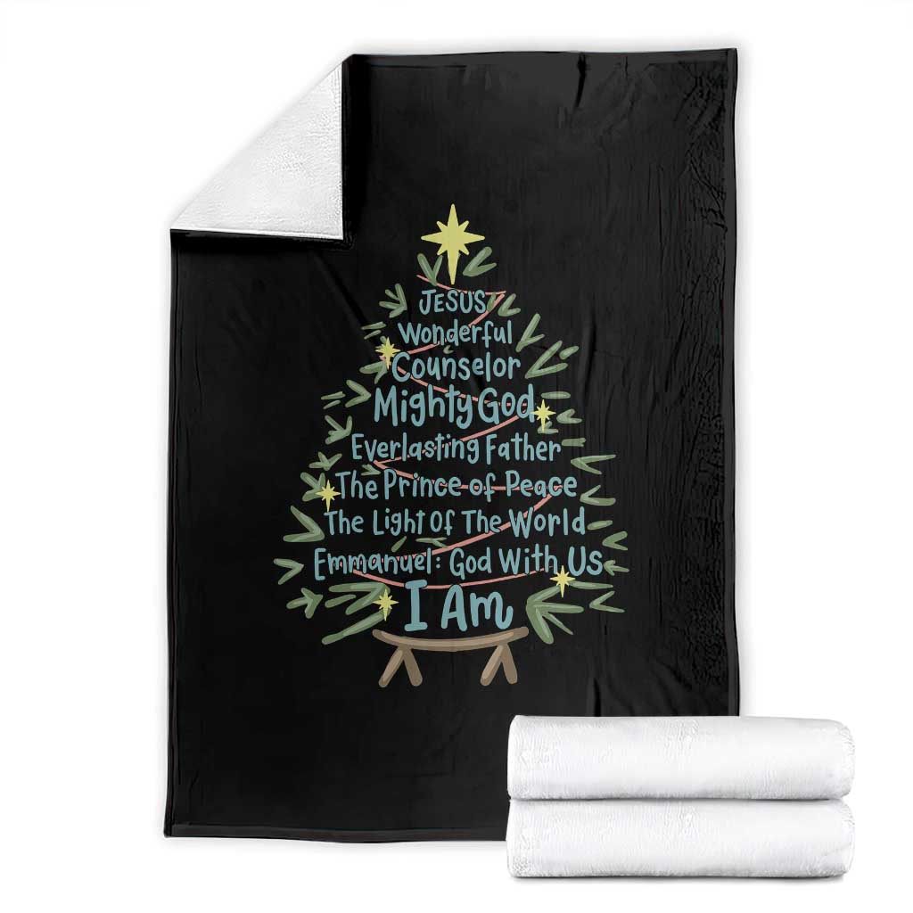 Jesus Names Christmas Tree Throw Blanket Christian Bible Verse Xmas - Wonder Print Shop