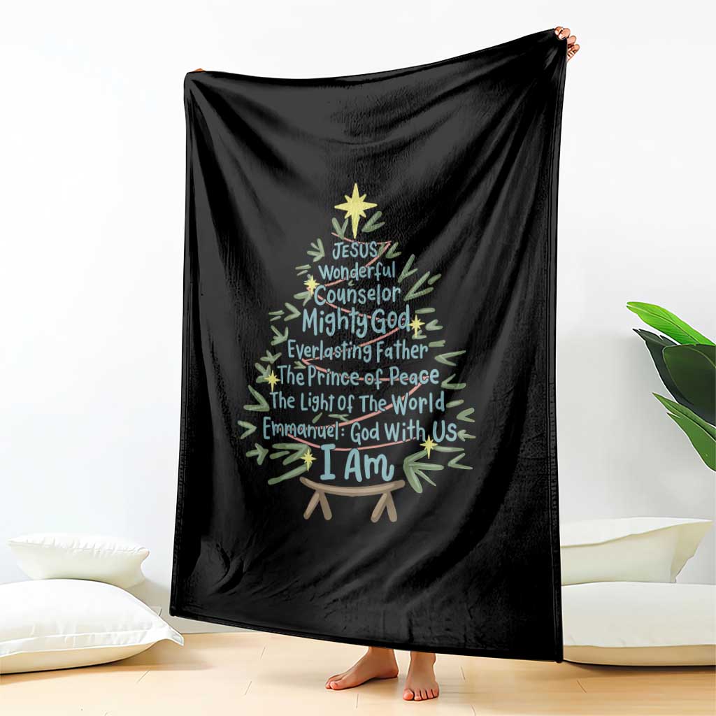 Jesus Names Christmas Tree Throw Blanket Christian Bible Verse Xmas - Wonder Print Shop