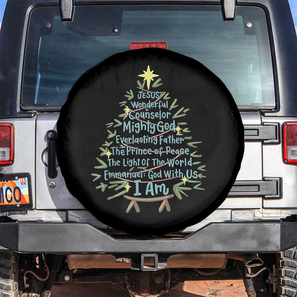 Jesus Names Christmas Tree Spare Tire Cover Christian Bible Verse Xmas - Wonder Print Shop
