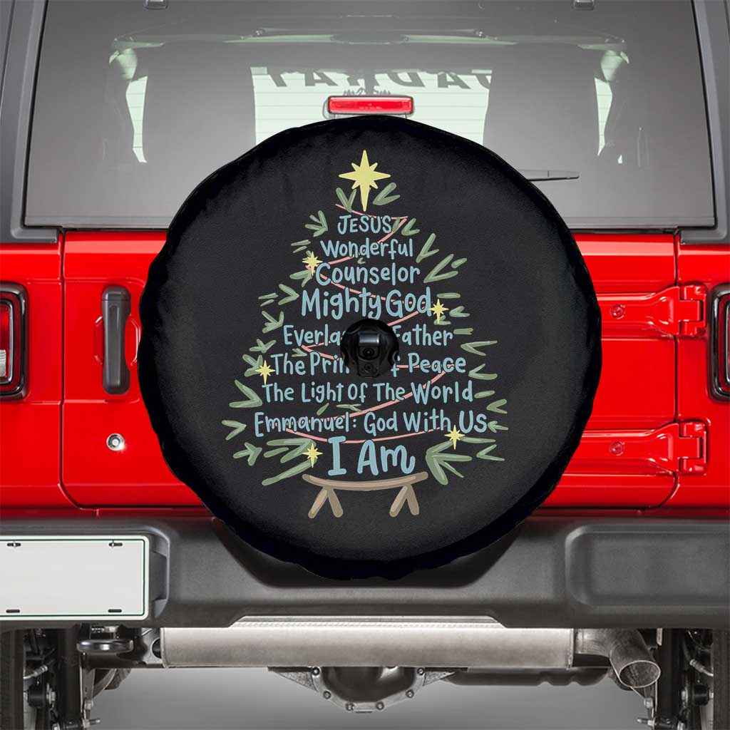Jesus Names Christmas Tree Spare Tire Cover Christian Bible Verse Xmas - Wonder Print Shop