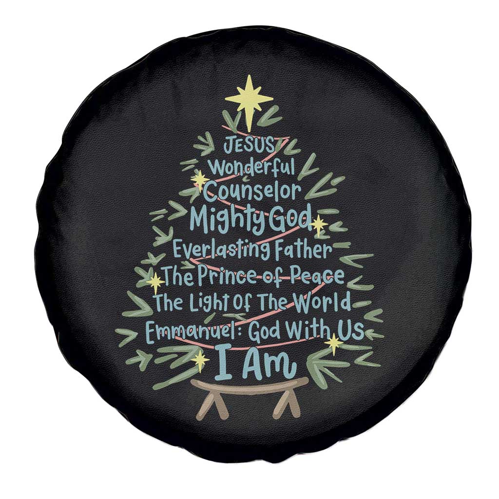 Jesus Names Christmas Tree Spare Tire Cover Christian Bible Verse Xmas - Wonder Print Shop
