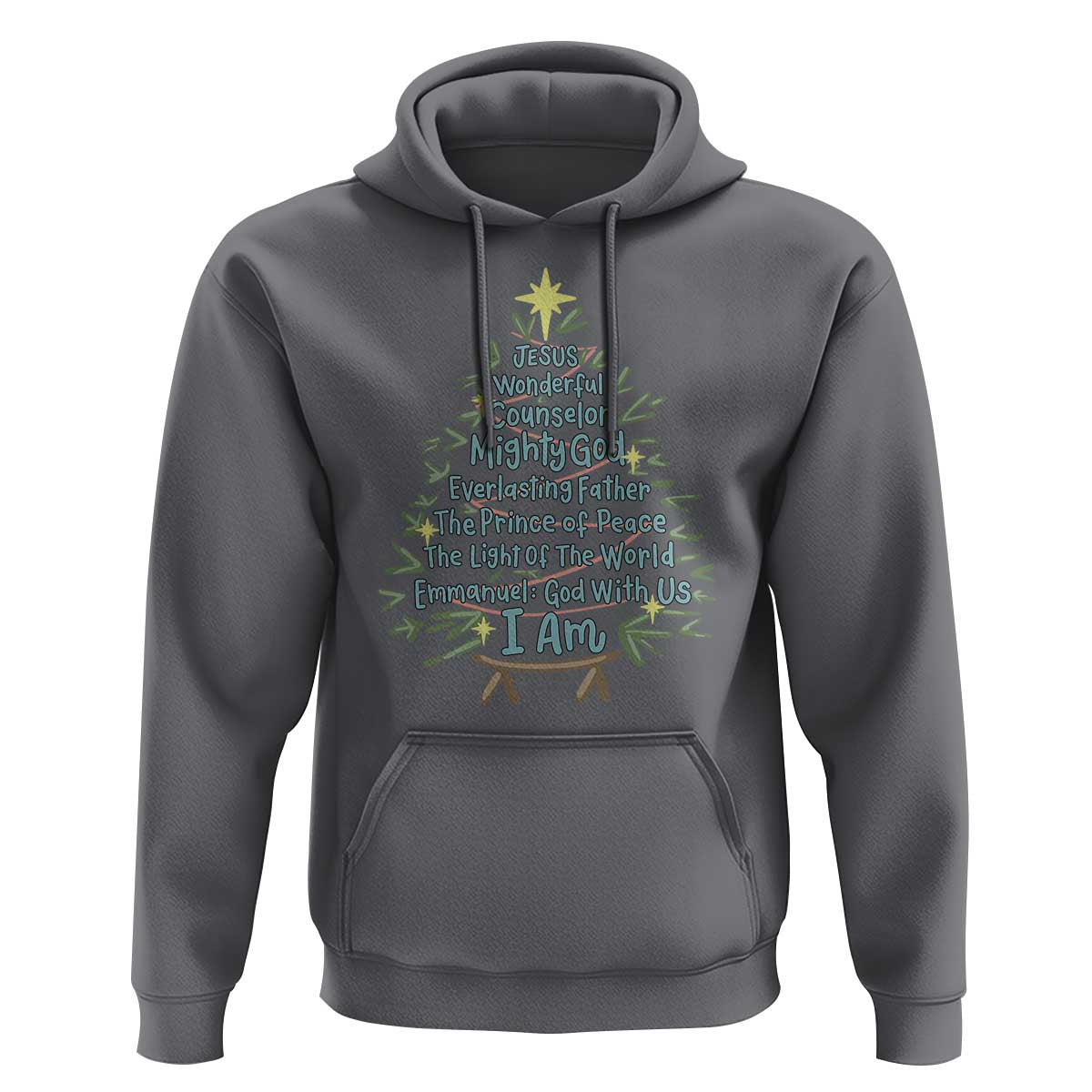 Jesus Names Christmas Tree Hoodie Christian Bible Verse Xmas - Wonder Print Shop