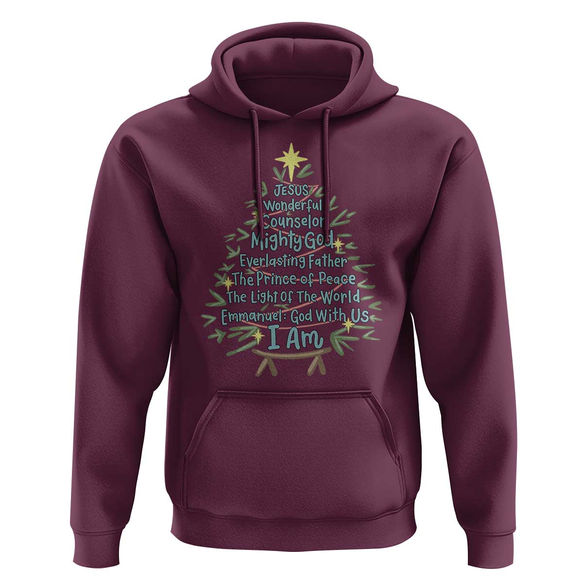Jesus Names Christmas Tree Hoodie Christian Bible Verse Xmas - Wonder Print Shop