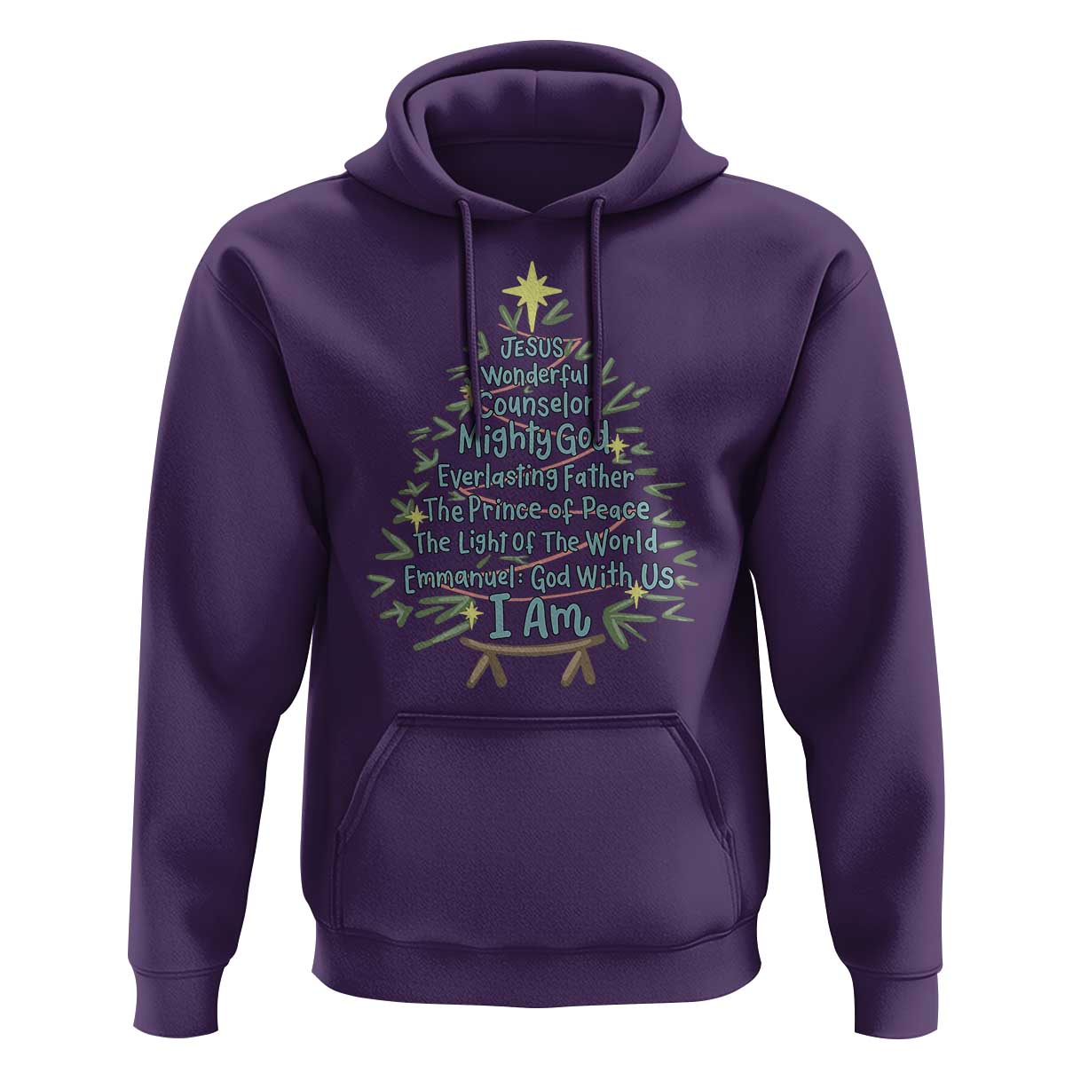 Jesus Names Christmas Tree Hoodie Christian Bible Verse Xmas - Wonder Print Shop