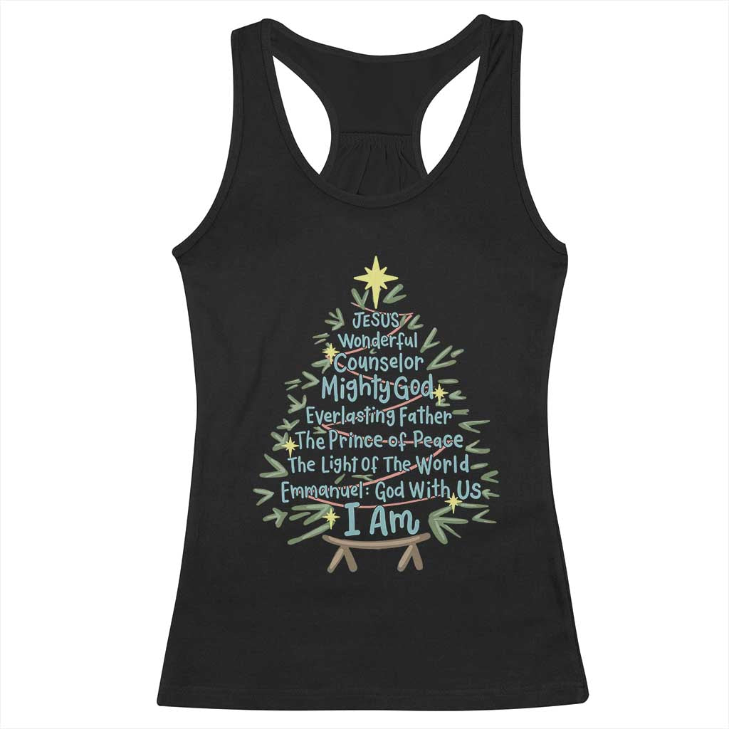Jesus Names Christmas Tree Racerback Tank Top Christian Bible Verse Xmas - Wonder Print Shop