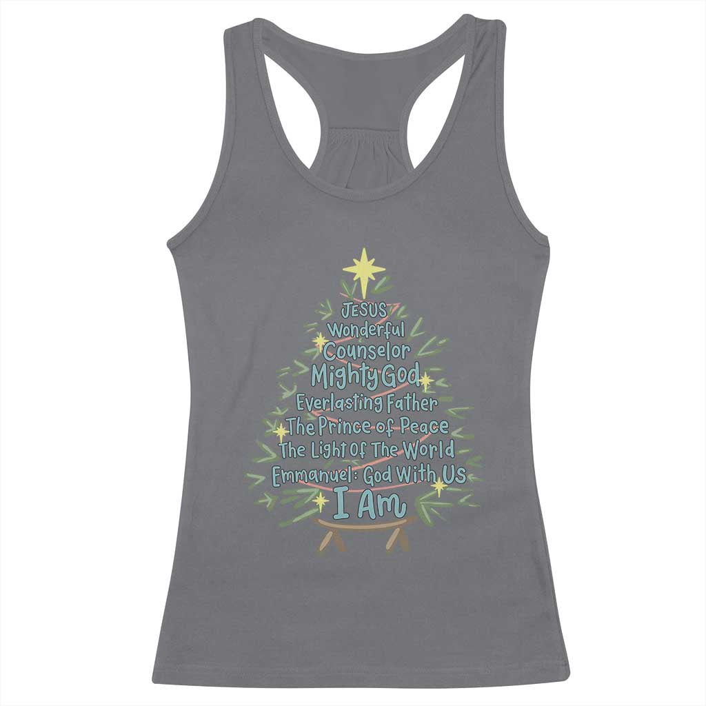 Jesus Names Christmas Tree Racerback Tank Top Christian Bible Verse Xmas - Wonder Print Shop