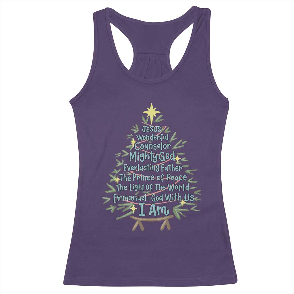 Jesus Names Christmas Tree Racerback Tank Top Christian Bible Verse Xmas - Wonder Print Shop