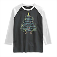 Jesus Names Christmas Tree Raglan Shirt Christian Bible Verse Xmas - Wonder Print Shop