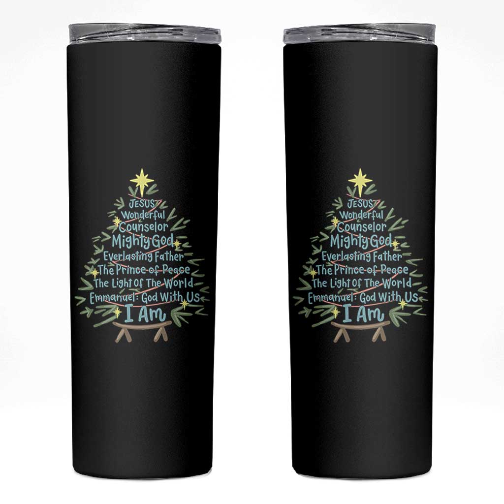 Jesus Names Christmas Tree Skinny Tumbler Christian Bible Verse Xmas - Wonder Print Shop