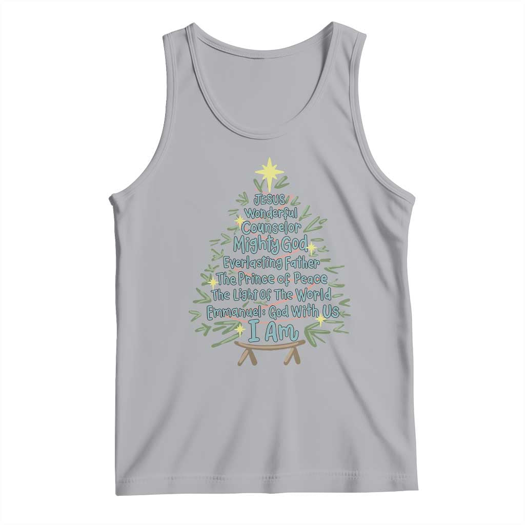 Jesus Names Christmas Tree Tank Top Christian Bible Verse Xmas - Wonder Print Shop