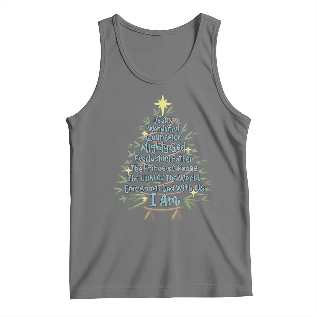 Jesus Names Christmas Tree Tank Top Christian Bible Verse Xmas - Wonder Print Shop