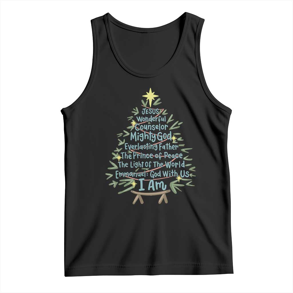Jesus Names Christmas Tree Tank Top Christian Bible Verse Xmas - Wonder Print Shop