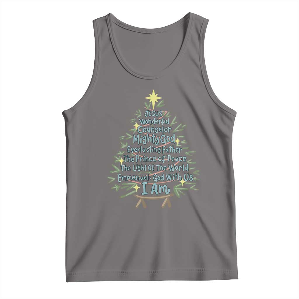 Jesus Names Christmas Tree Tank Top Christian Bible Verse Xmas - Wonder Print Shop