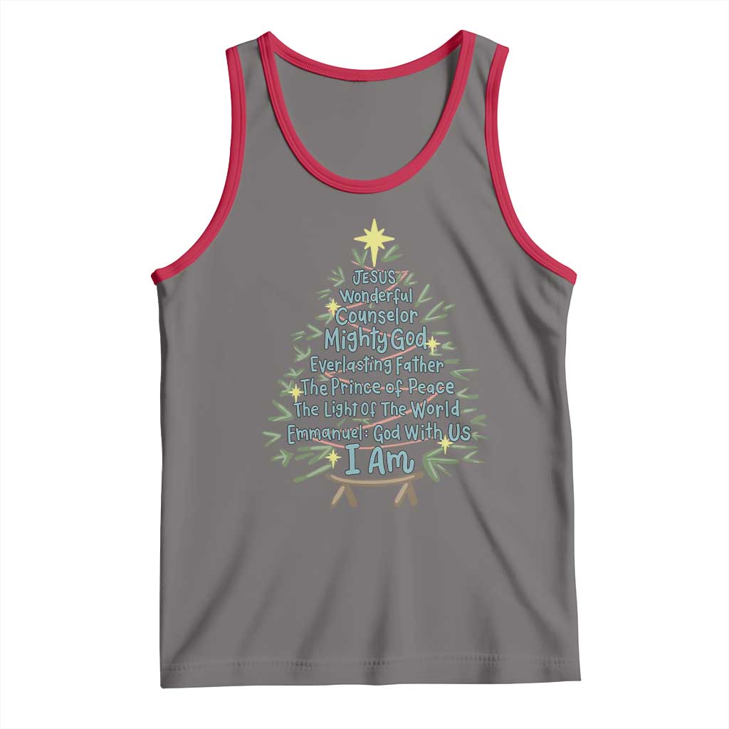 Jesus Names Christmas Tree Tank Top Christian Bible Verse Xmas - Wonder Print Shop