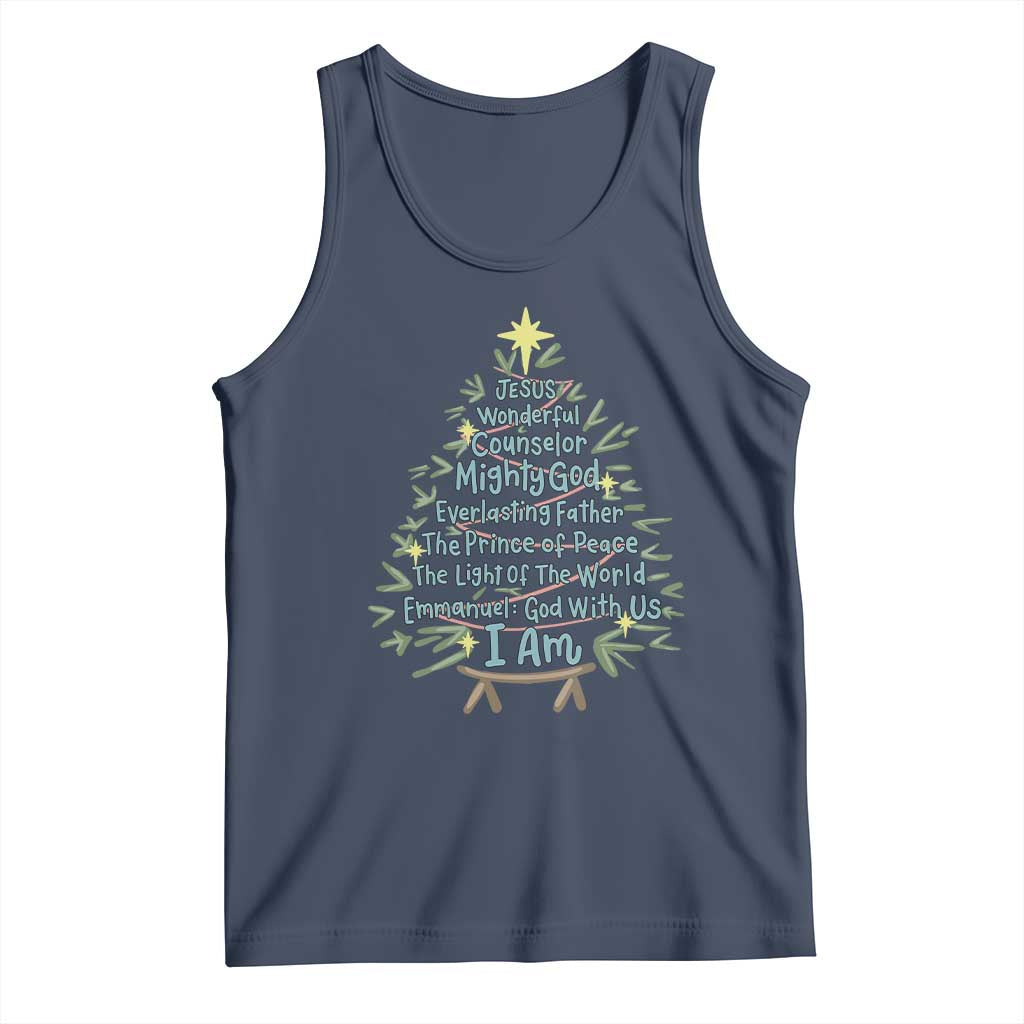 Jesus Names Christmas Tree Tank Top Christian Bible Verse Xmas - Wonder Print Shop