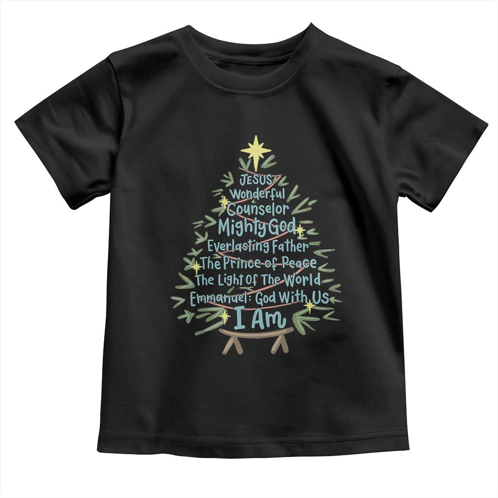 Jesus Names Christmas Tree Toddler T Shirt Christian Bible Verse Xmas - Wonder Print Shop