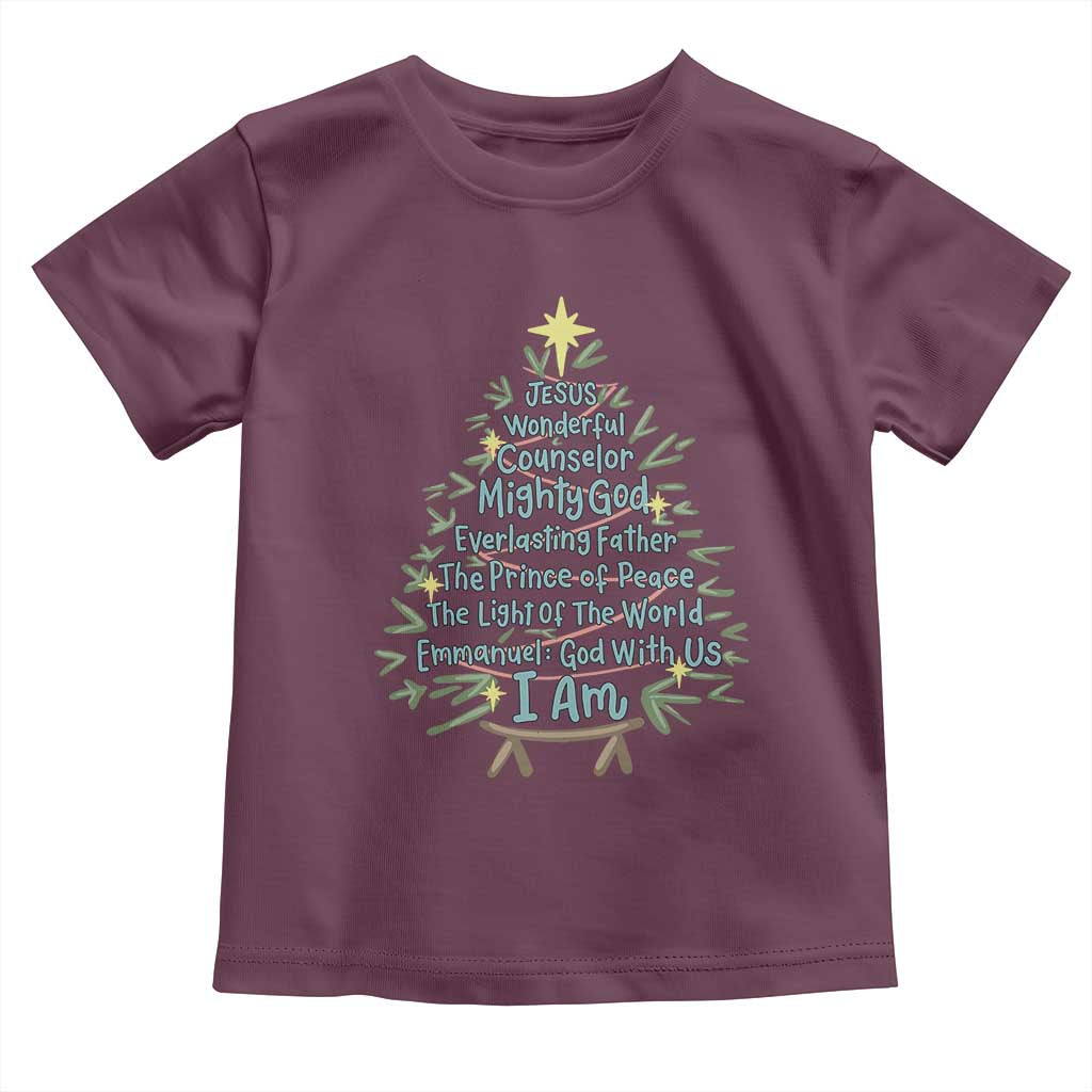 Jesus Names Christmas Tree Toddler T Shirt Christian Bible Verse Xmas - Wonder Print Shop