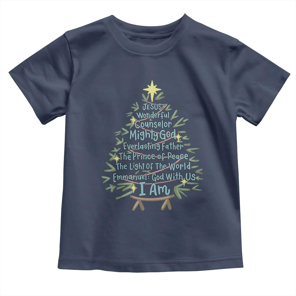 Jesus Names Christmas Tree Toddler T Shirt Christian Bible Verse Xmas - Wonder Print Shop