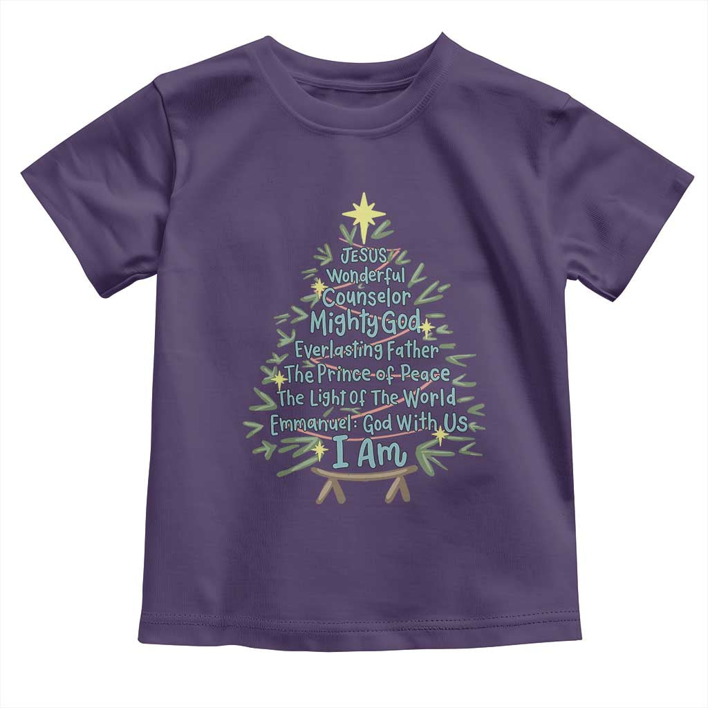Jesus Names Christmas Tree Toddler T Shirt Christian Bible Verse Xmas - Wonder Print Shop