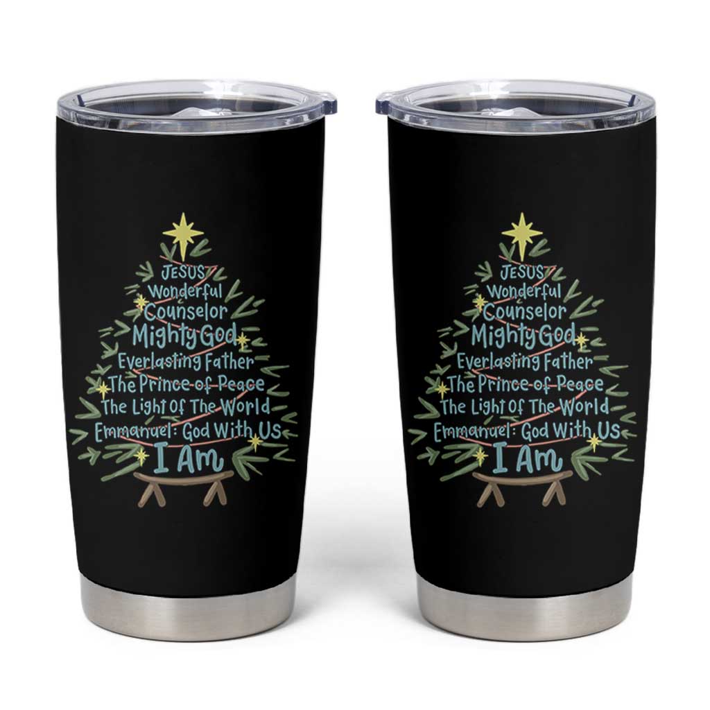 Jesus Names Christmas Tree Tumbler Cup Christian Bible Verse Xmas - Wonder Print Shop