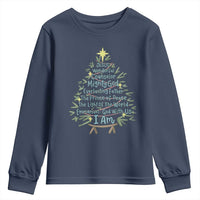 Jesus Names Christmas Tree Youth Sweatshirt Christian Bible Verse Xmas - Wonder Print Shop