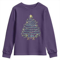 Jesus Names Christmas Tree Youth Sweatshirt Christian Bible Verse Xmas - Wonder Print Shop