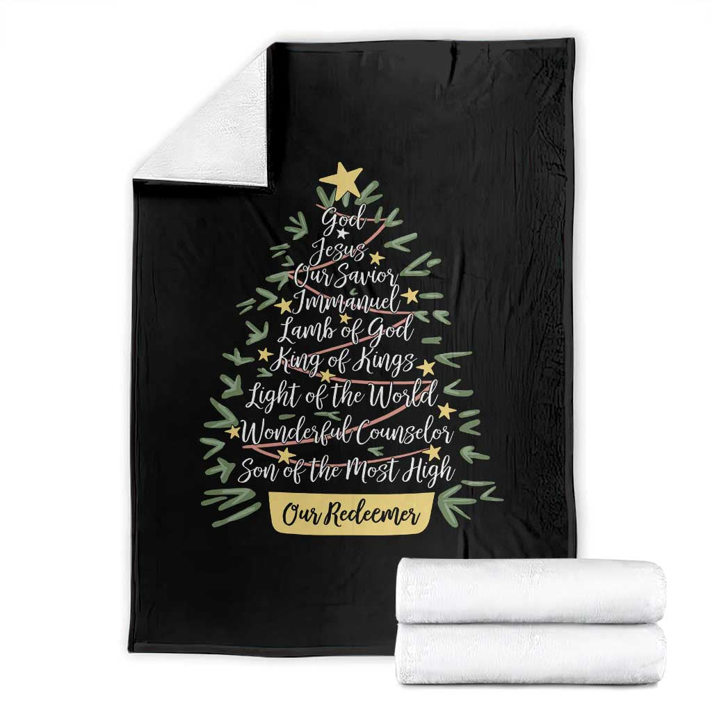 Christmas Christian Throw Blanket Jesus Names Tree Religious Faith - Wonder Print Shop
