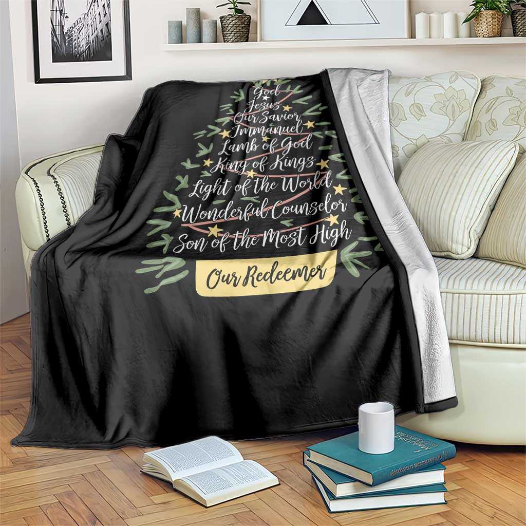 Christmas Christian Throw Blanket Jesus Names Tree Religious Faith - Wonder Print Shop